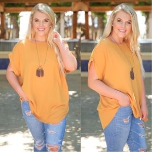 PLUS Mustard Cuff Sleeve Tunic